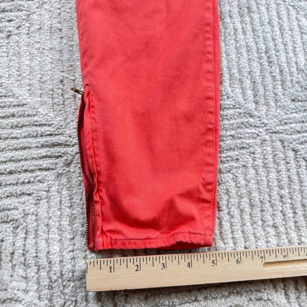 J Crew Toothpick Ankle Jeans Womens 31 Coral Orange Slim Zip Hem 78211 Casual - Picture 6 of 16